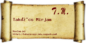 Takács Mirjam névjegykártya